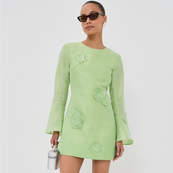 Leo Lin Suzanne Applique Long Sleeve Mini Dress